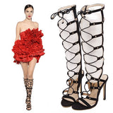 Knee high fashion lace up boots