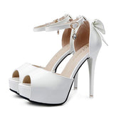 Peep Toe Bow Platforms Stilettos